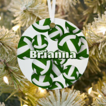 緑の白いバレーボールとアスリート名記念