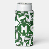 緑の白いバレーボールのパターンとプレーヤーモノグラム スリム缶クーラー (Seltzer裏面)