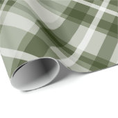 緑の白いヒスイの男らしい格子縞 ラッピングペーパー (ロールコーナー)