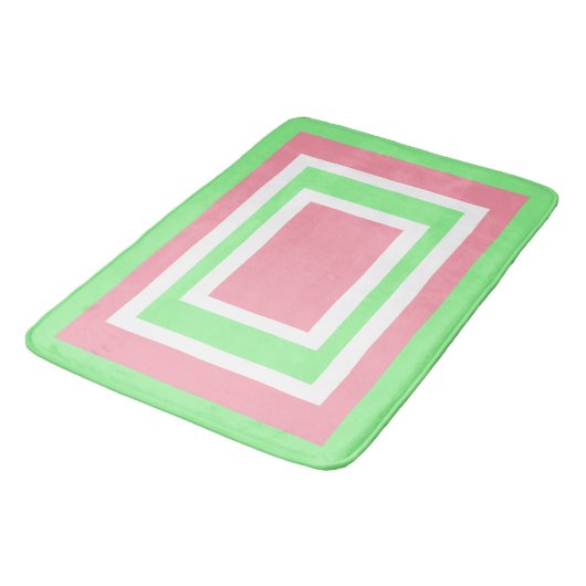 緑の白いピンクの幾何学的 バスマット (アングル)