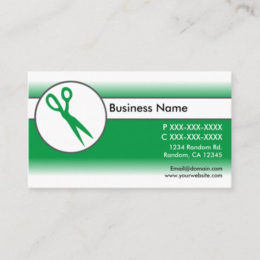 緑の白いフェードはさみ名刺 名刺 (正面)