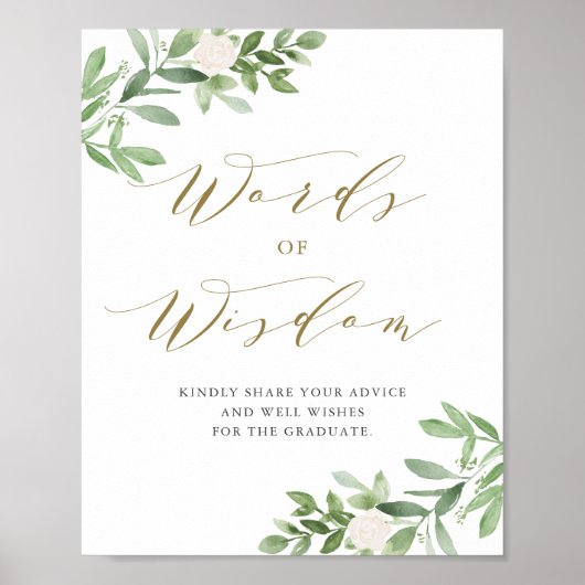 緑の白いフローラの卒業ワード・オブ・ウィズダム ポスター (正面)