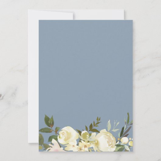 緑の白いフローラの塵結婚青 招待状 (裏面)