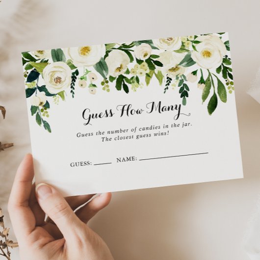 緑の白いフローラはゲームカードの数を推測 名刺