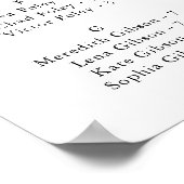 緑の白いフローラアルファベットの座席表 ポスター (角)