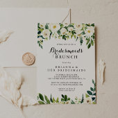 緑の白いフローラブリーズメイドブランチシャワー 招待状