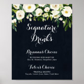 緑の白いフローラブルーのシグネチャードリンクの看板 ポスター (正面)