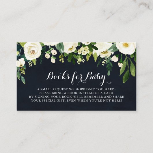 緑の白いフローラブルーベビーシャワー予約リクエスト エンクロージャーカード (正面)