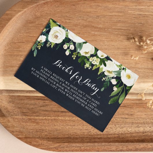 緑の白いフローラブルーベビーシャワー予約リクエスト エンクロージャーカード