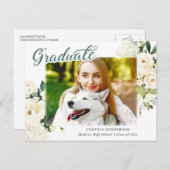 緑の白いフローラ卒業発表 ポストカード (正面/裏面)