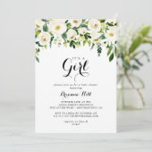 緑の白いフローラ女の子の赤ちゃんシャワー 招待状 (スタンド正面)