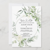 緑の白いフローラ書をすべて1つ 招待状 (正面)