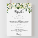 緑の白いフローラ結婚のドリンクのメニューサイン ポスター<br><div class="desc">この書モダン道の結婚飲み物のメニューの看板は素朴な人に最適結婚である。このデザインはエレガント緑色の葉を持つ水色の白い牡丹を特徴としている。</div>
