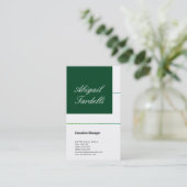 緑の白いプロフェッショナルのミニマルな手書き 名刺 (スタンド正面)