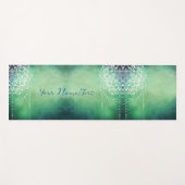 緑の白いマンダラパターンパーソナライズされた ヨガマット (正面(横))