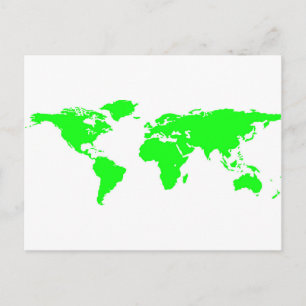緑の白い世界地図 ポストカード