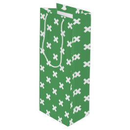 緑の白い十字縫い ワインギフトバッグ