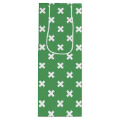 緑の白い十字縫い ワインギフトバッグ (正面)