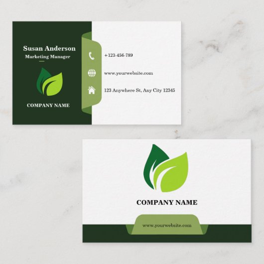 緑の白い名刺 名刺 (正面/裏面)