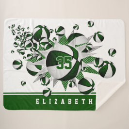 緑の白い女の子のスポーツルームバスケットボールの星 シェルパブランケット