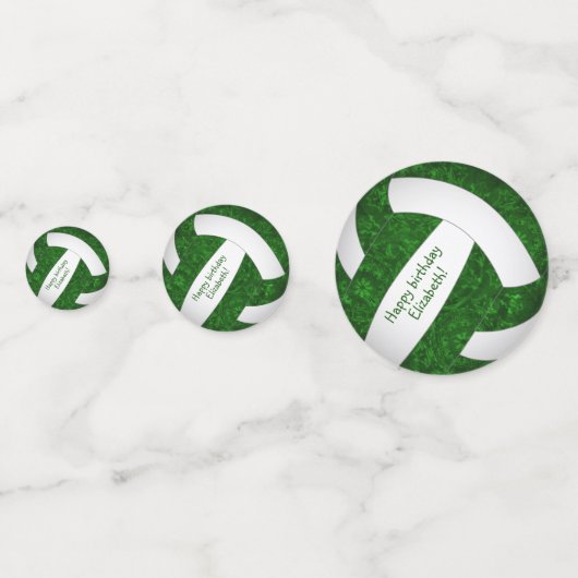 緑の白い女の子バレーボールパーソナライズされた誕生日 コンフェッティ (正面)