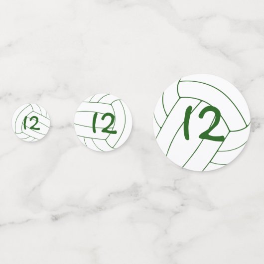 緑の白い女の子バレーボールパーソナライズされた誕生日 コンフェッティ (裏面)