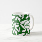 緑の白い学校の色バレーボールコーチのギフト コーヒーマグカップ (正面右)