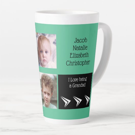 緑の白い愛は写真と祖父である カフェラテマグ (右アングル)