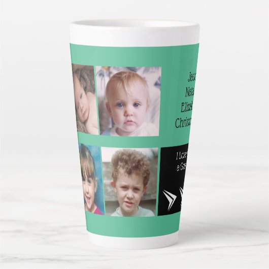 緑の白い愛は写真と祖父である カフェラテマグ (正面)