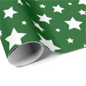 緑の白い星クリスマス ラッピングペーパー (ロールコーナー)