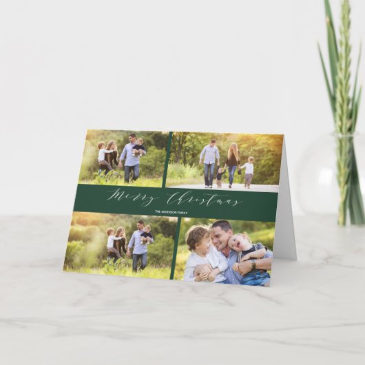 緑の白い書道のクリスマス折り紙 シーズンカード (正面)