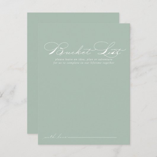 緑の白い書道の結婚バケットリストカード ポストカード (正面/裏面)