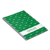 緑の白い棒と点々のある線のパターン ノートブック (右側)