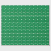 緑の白い棒と点々のある線パターン（の模様が）ある ラッピングペーパー (フラット)
