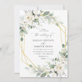 緑の白い植物体の結婚式招待状 招待状 (正面)