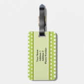 緑の白い水玉模様パターン ラゲッジタグ (裏面縦)