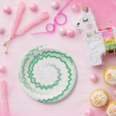 緑の白い渦巻き絞り染めパーティー ペーパープレート (パーティー)