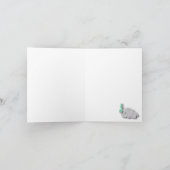 緑の白い灰色の象のベビーシャワーありがとう サンキューカード (内部)