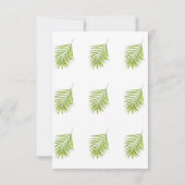 緑の白い熱帯のパーム離れのパターンのパタ結婚ーン 招待状 (裏面)