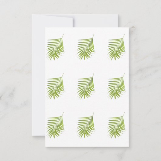 緑の白い熱帯のパーム離れのパターンのパタ結婚ーン 招待状 (裏面)
