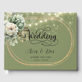 緑の白い牡丹結婚灯 ゲストブック