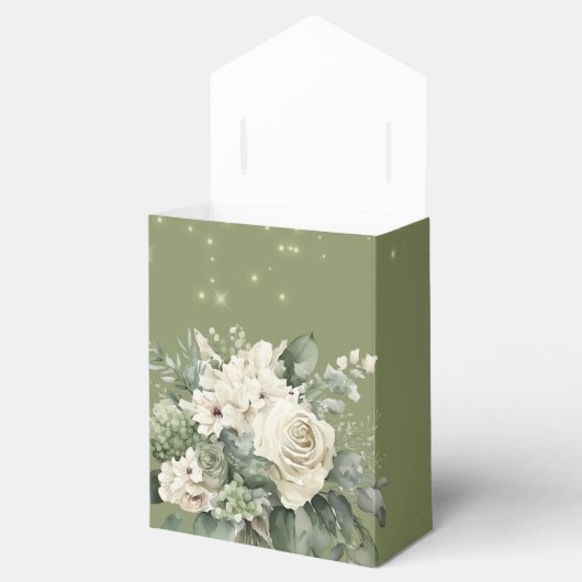 緑の白い牡丹結婚灯 フェイバーボックス (オープン)