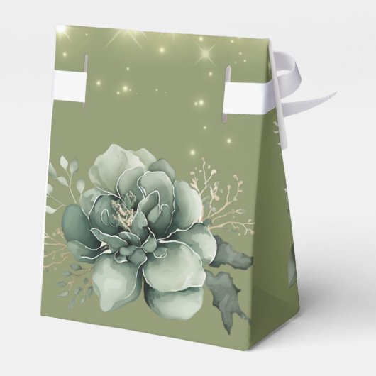 緑の白い牡丹結婚灯 フェイバーボックス (裏面サイド)