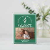 緑の白い獣医学校の写真卒業 ポストカード (スタンド正面)