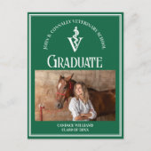 緑の白い獣医学校の写真卒業 ポストカード (正面)