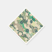 緑の白い着物日本のフローラの切り離し紙 スタンダードカクテルナプキン (角)