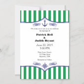 緑の白い磁気航海の結婚式 マグネット招待状 (正面)