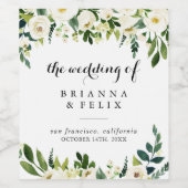 緑の白い秋のフローラの結婚ワインラベル ワインラベル (シングルラベル)