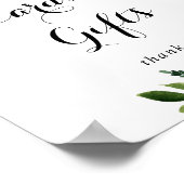 緑の白い秋のフローラカードとギフトサイン ポスター (角)