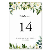 緑の白い秋のフローラ書結婚の テーブルナンバー (正面)